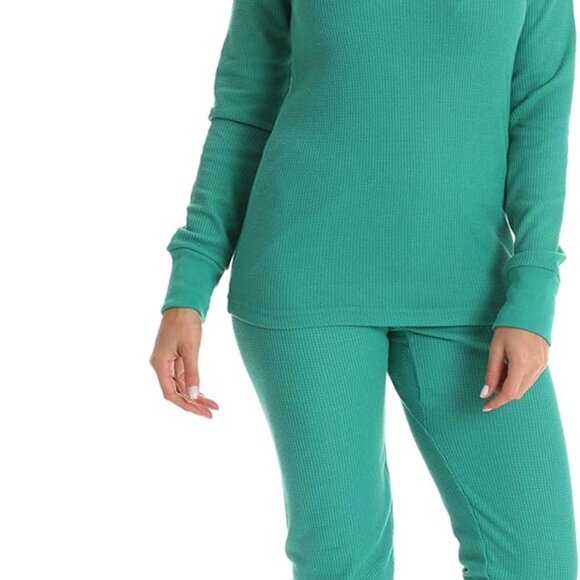 Comfortable Women's Long Thermal Pajamas Set in Teal - Perfect Winter Layer - Picture 1 of 3